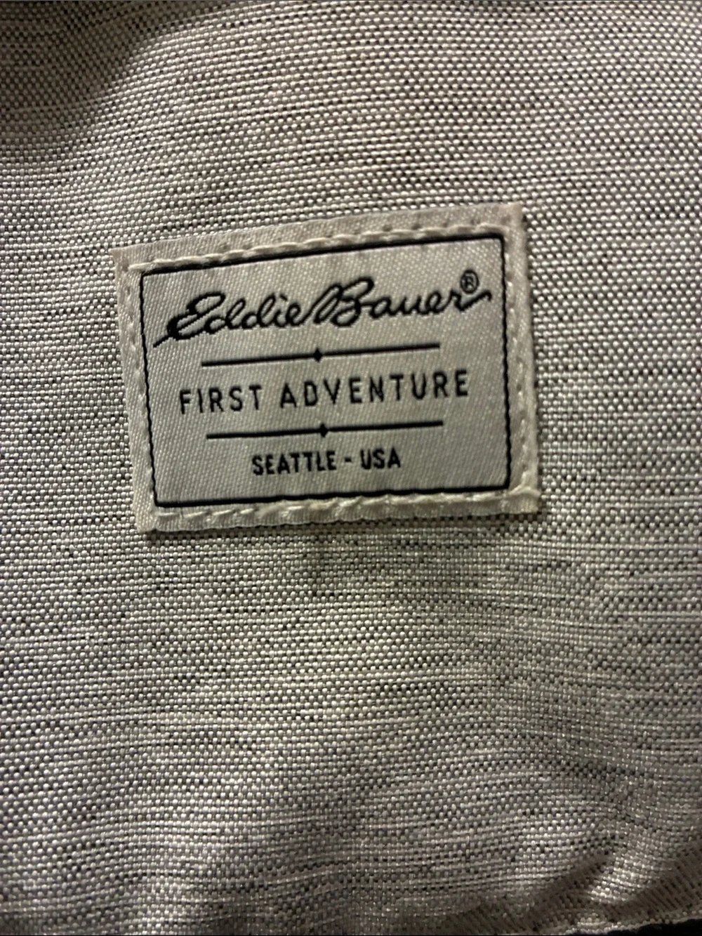 Eddie Bauer Cascade Canvas Two-Tone Gray & Cream DiaperBackpack w/ Tan Accents